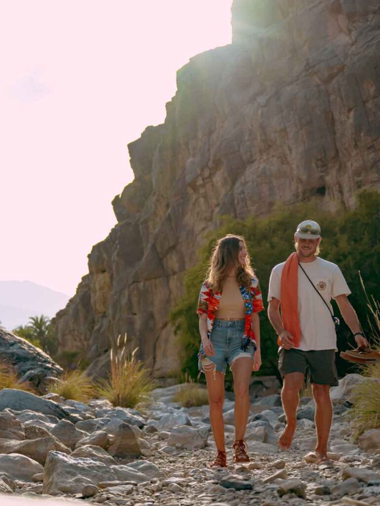 Couple walking in Oman