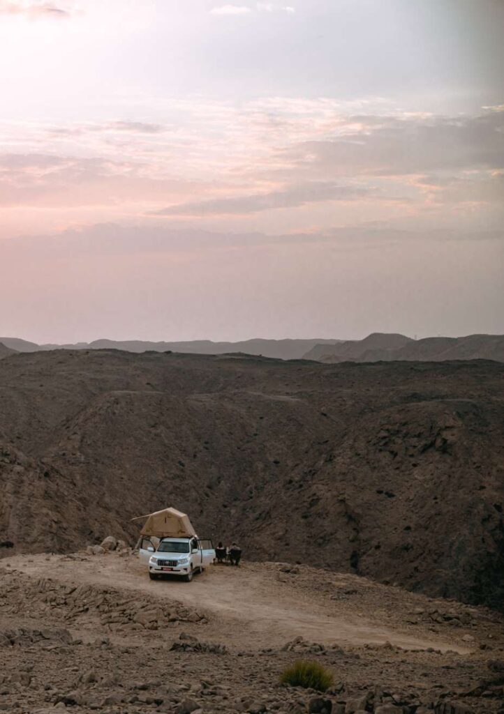 Rooftop tent in the mountains