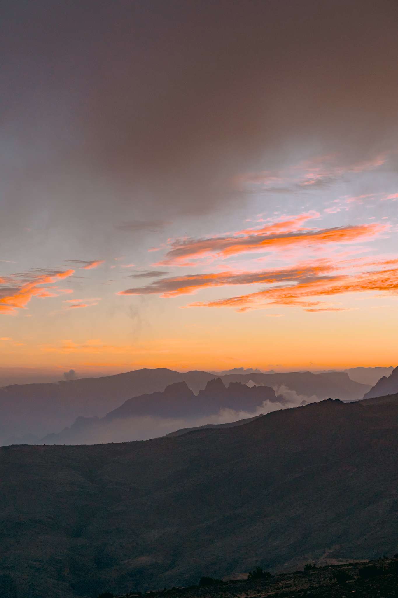 Mountain landscape at sunset