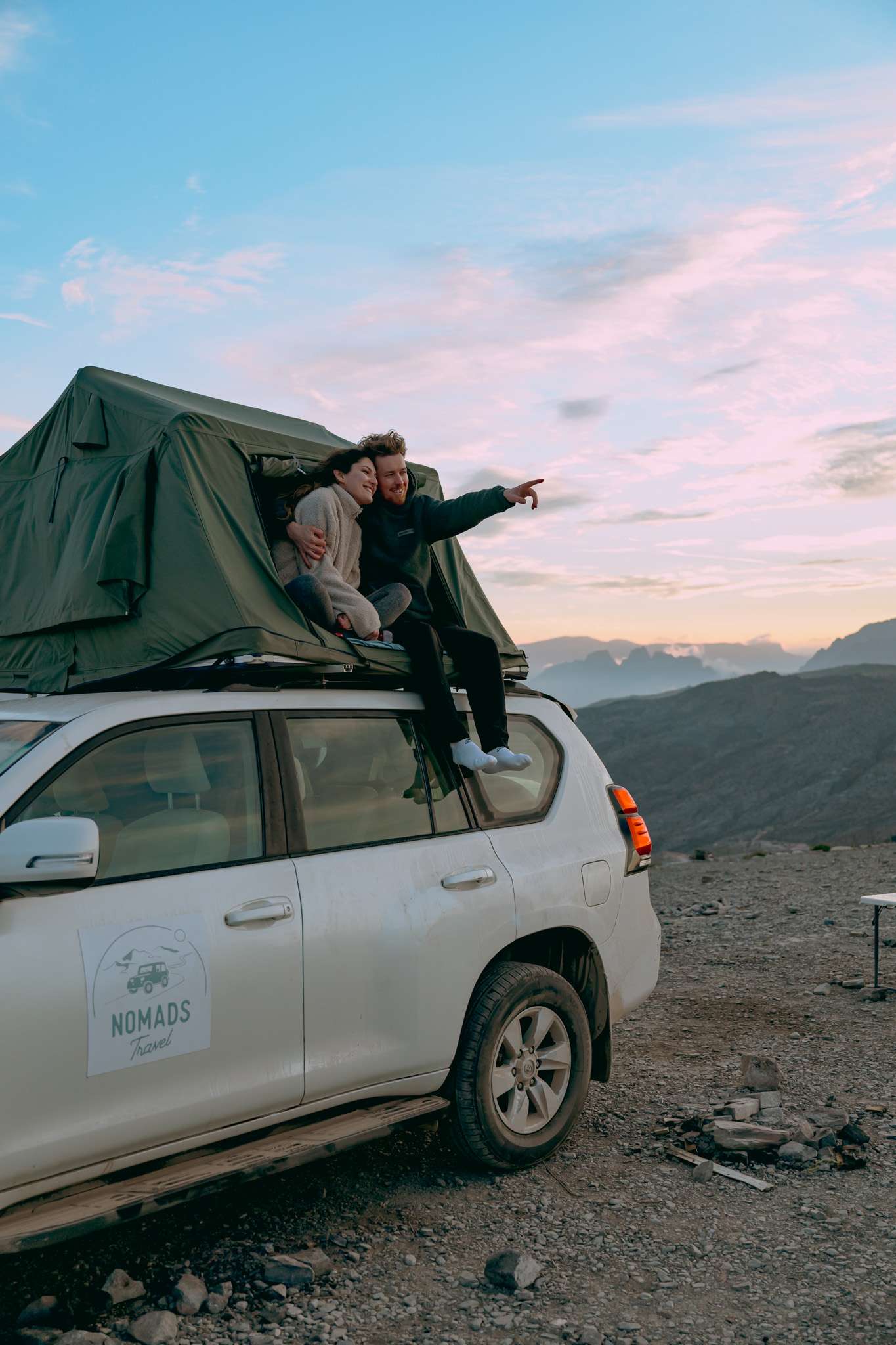 4x4 and rooftop tent in the mountains