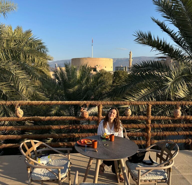 Breakfast with a view of the Nizwa Fort.
